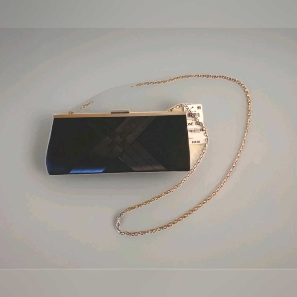 International Concepts Kelsie Clutch and Crossbody Purse Bag Silver Chain